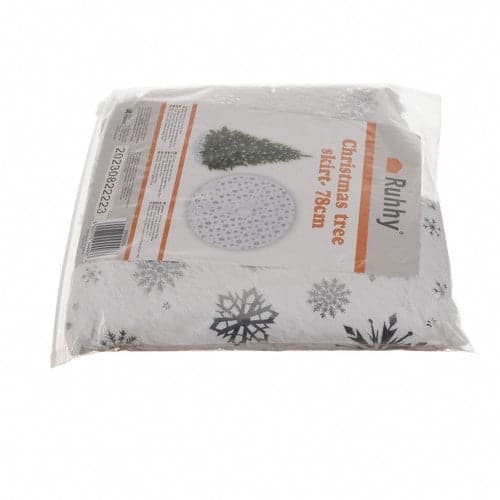 Juletræstæppe hvid/sølv 78 cm polyester med stjerner og snefnug