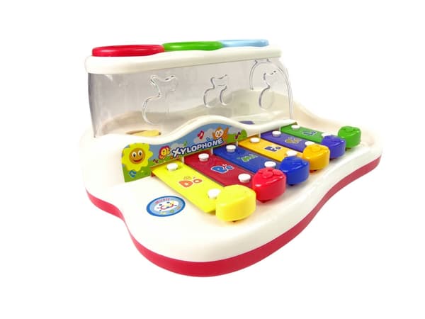 Dulcimer/xylofon legetøj 6 knapper med kølle og 3 bolde 18+ mdr