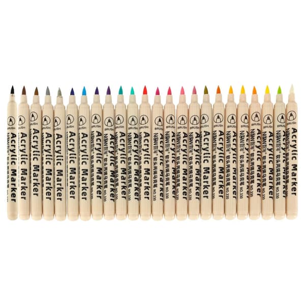 Akrylmarkers 24-pack vandbaserede med smal spids til sten/glas/tekstil