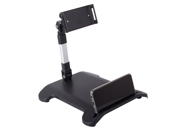 Mobil- og tabletstativ 2-i-1 til 2 enheder, justerbart, sort