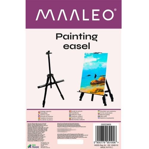 Malerstaffeli A-form justerbart 77-160 cm sort med etui