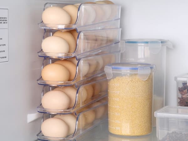 Äggbox för kylskåp 14 ägg, 2 stapelbara äggbrickor transparent