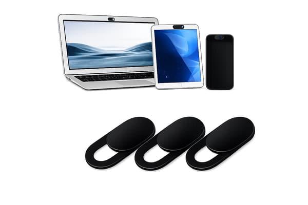 Webkameraafdækning med skydefunktion 3-pack sort til laptop/mobil/tablet