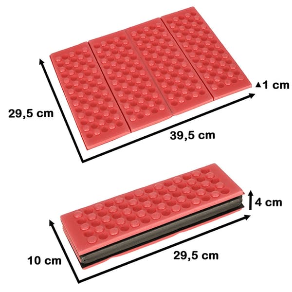 Sammenklappelig siddepude i skum rød 29,5x39,5 cm isolerende