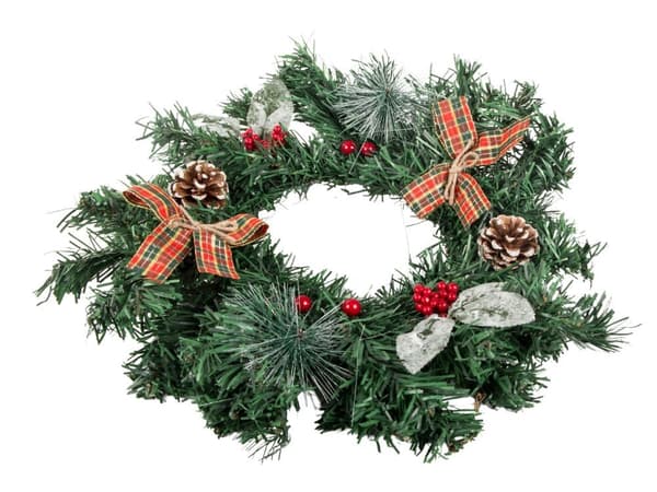 Julkrans med dekoration och kottar 20 cm