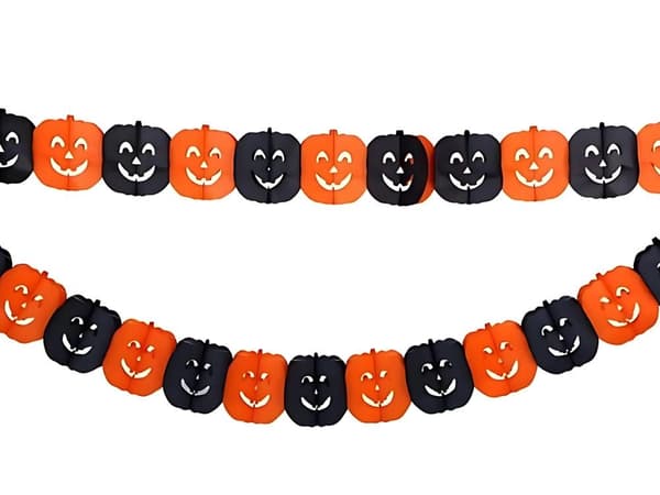 Halloween guirlande papir græskar/edderkop orange/sort 3 m