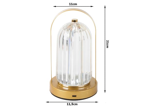 Bordlampe LED med glasdiffusor touch USB-opladning 21 cm