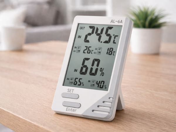Termometer/hygrometer med LCD och trådbunden sensor inne/ute