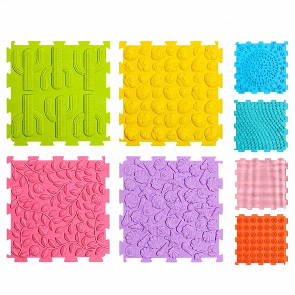 Sensorinen silikonipalapeli-matto, 12 osaa, 25x25 cm, lapsille