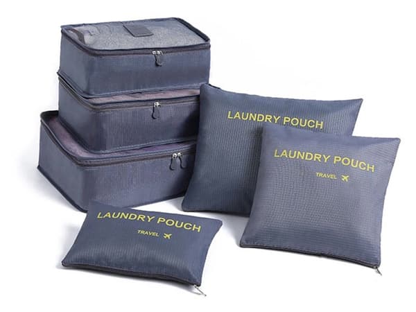 Reseorganisatörer packpåsar grå 6-pack med mesh
