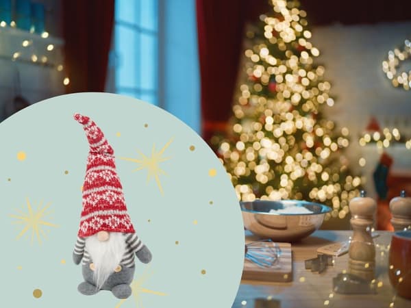 Juldekoration tomte grå 38 cm med formbar luva