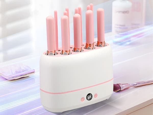 Elektrisk børretørrer til makeupbørster 12 stk med timer, USB 10 W