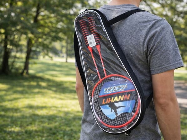 Badmintonracketsæt 2-pak med etui rød 65 cm