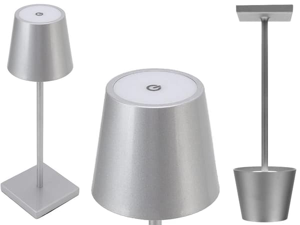 Bordlampe LED touch dæmpbar 3 lysindstillinger sølv 38 cm USB-C