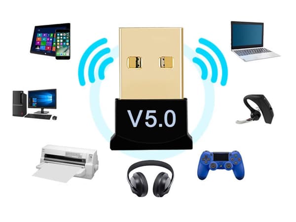 Bluetooth-adapter USB 5.0 för dator/laptop svart räckvidd 20 m
