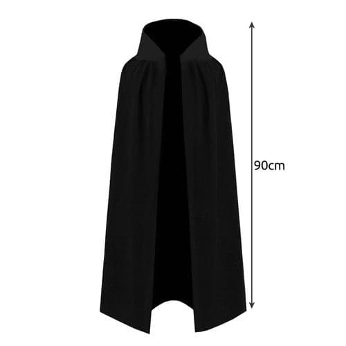 Tryllekunstnerkostume barn sort 4 dele kappe 90 cm hat stav briller