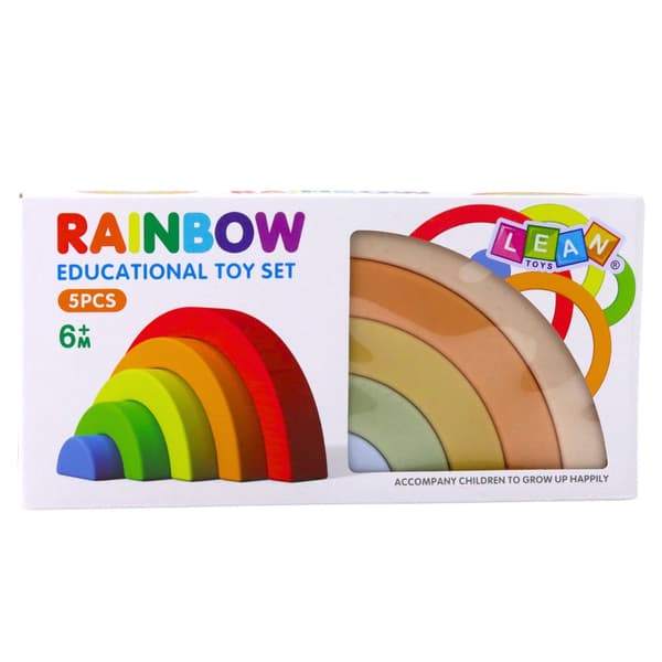 Sensoriske gummiblokke regnbue pastel 5-pack til småbørn