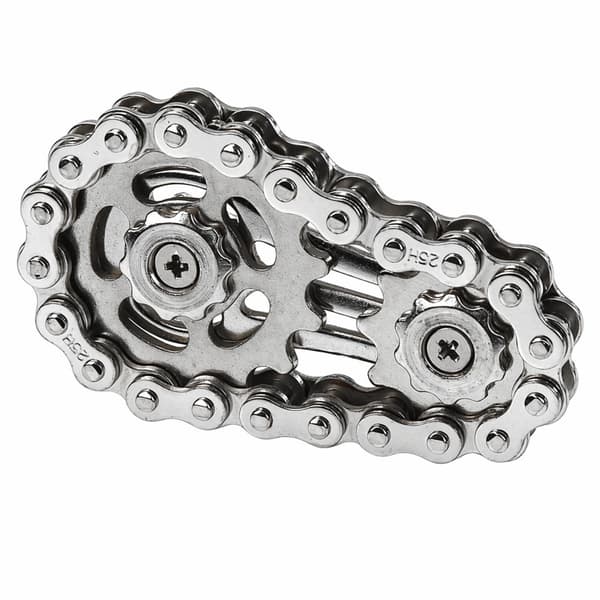 Kæde fidget spinner i rustfrit stål sølv 6x4 cm