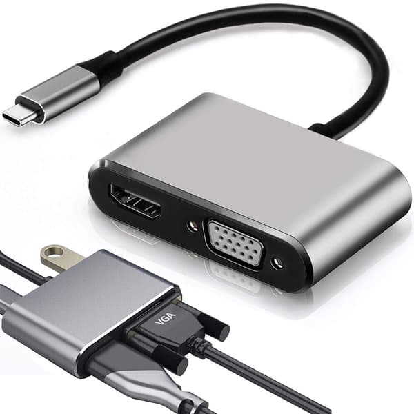 USB-C hub til HDMI/VGA 4K, USB 3.0, USB-C PD 87W