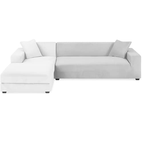 Sofföverdrag hörnsoffa elastisk sammet ljusgrå 145-185 cm + kuddfodral