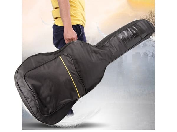 Gitarrfodral för akustisk gitarr polyester svart 105 cm med fickor