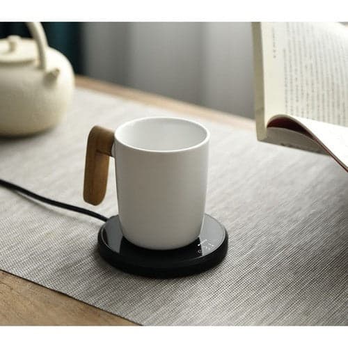 Muggvärmare set med keramisk mugg 400 ml, lock & sked, 60°C timer