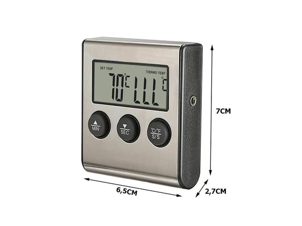 Digital stektermometer med sond 15 cm, LCD, timer, -25 till 250°C