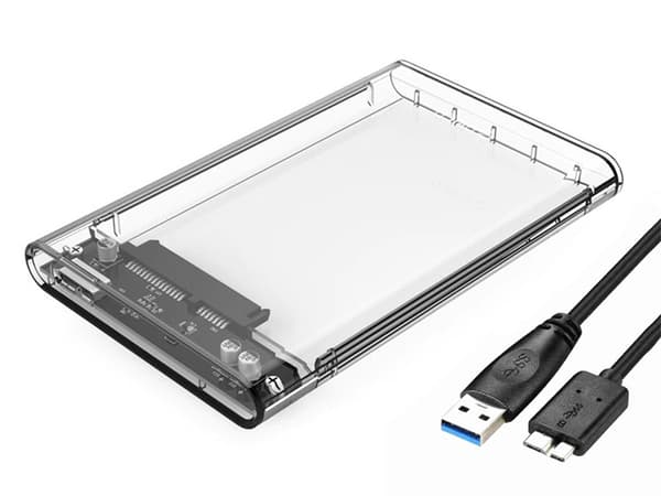 Harddiskkabinet 2,5 SATA til USB 3.0 transparent med USB-kabel