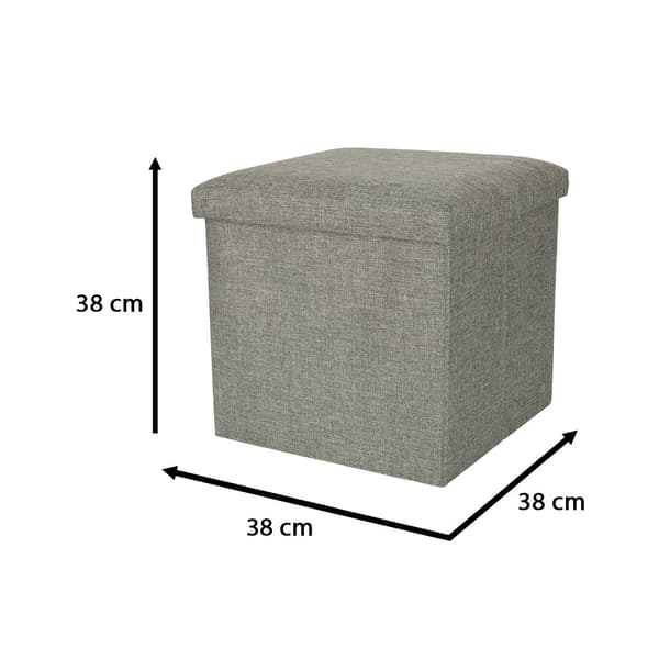Fällbar förvaringspuff 38x38x38 cm grå polyester max 100 kg