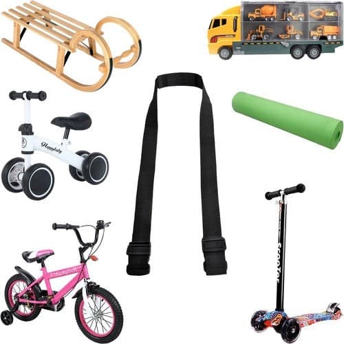 Bærebælte til balancecykel/løbehjul, justerbart 135 cm, sort