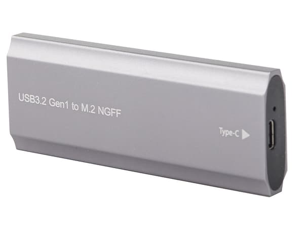 M.2 SATA NGFF SSD-adapterbox USB 3.1/USB-C 2230-2280 silver