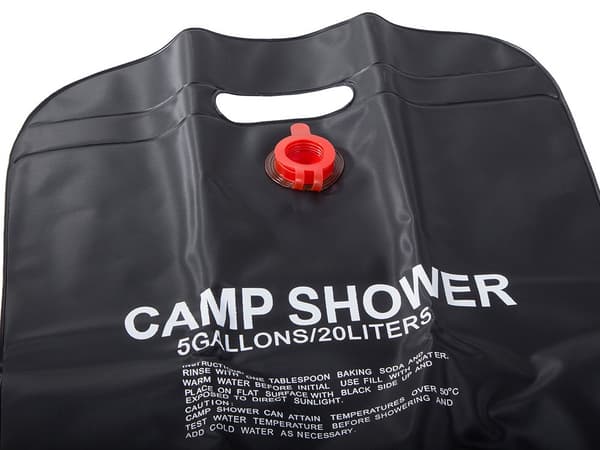 Solbruser campingbruser 20 L PVC sort med termometer og slange