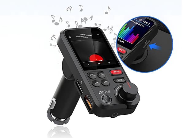 Bluetooth FM-transmitter 5.0 biladapter handsfree USB QC 3.0 12–24V