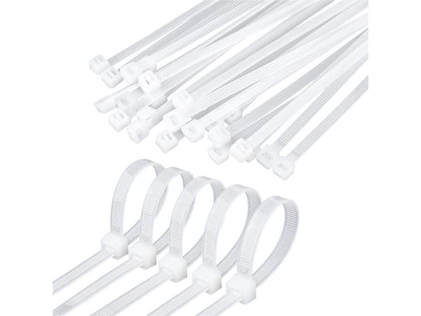 Kabelbindere i nylon 2,5x100 mm hvid 100-pack