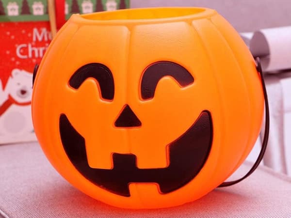 Halloweenspand græskar til slik, orange, 15x13 cm