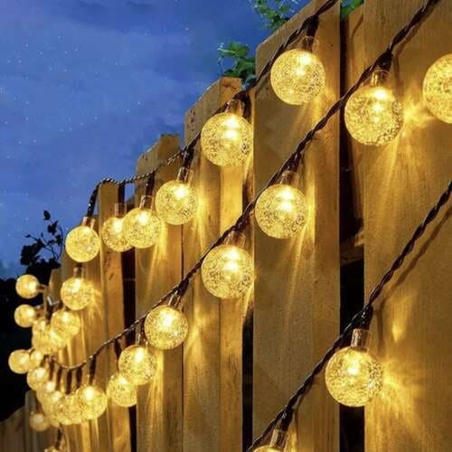 Solcellsdriven LED-ljusslinga 100 bollar varmvit 11,6 m IP44