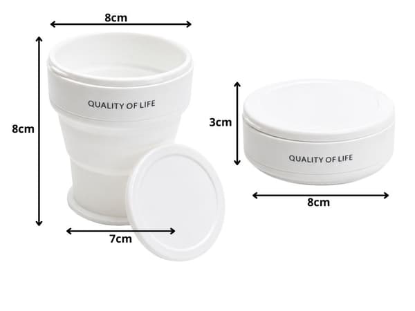 Hopfällbar silikonmugg med lock 200 ml vit