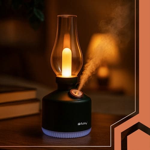 Luftfugter 280 ml med RGB natlys 14 farver, USB-C, sort
