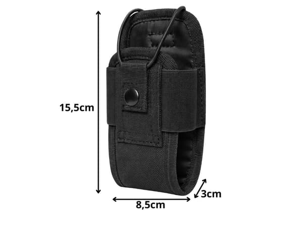 Walkie-talkie-holster polyester sort 8,5x3x15,5 cm