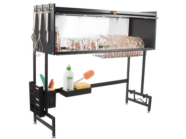 Opvaskestativ over vask 85 cm 2 niveauer med låger sort