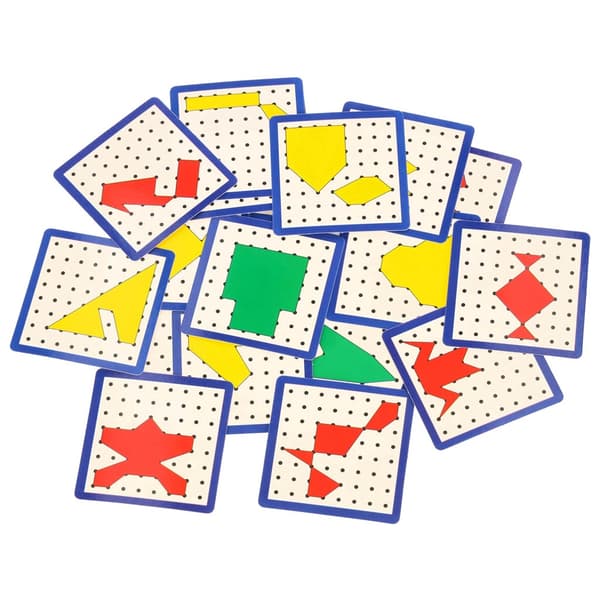 Geoboard träplatta med spikar, 40 gummiband & 24 mönsterkort