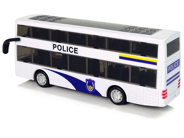 Polisleksak dubbeldäckarbuss 23 cm med ljus/ljud och pull-back, 3+