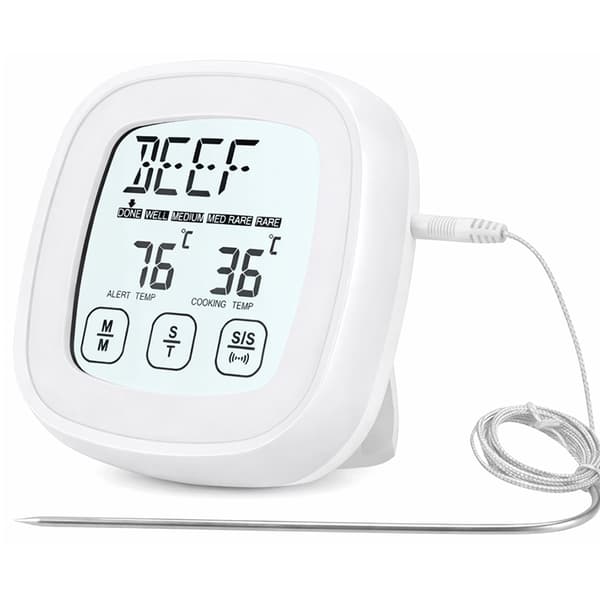 Digital stektermometer med touchscreen och probe 120 cm vit