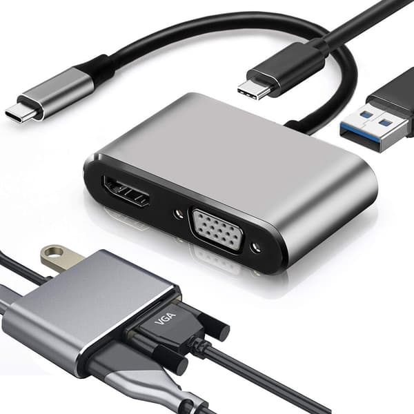 USB-C hub til HDMI/VGA 4K, USB 3.0, USB-C PD 87W