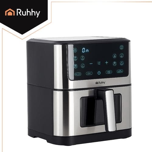 Airfryer varmluftsfriture 8L 1800W 10 programmer LED-touch sort/sølv