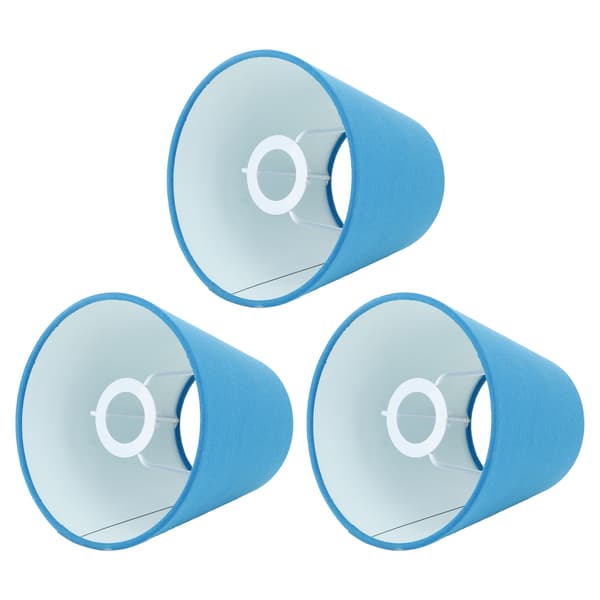Modernt lampskärmsset i blått tyg för E14-lampor - 3-pack