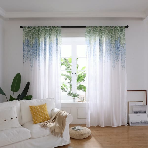 Skira Voile Gardinlängder i Polyester för Sovrum och Vardagsrum (Blå)