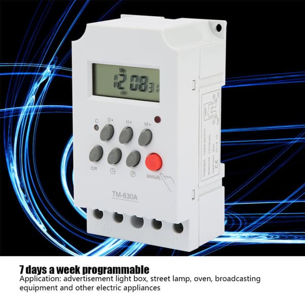12V DC Mini LCD Digital Timer Switch TM630A, Programmerbar Stikkontakt, 16A, Daglig Cyklus, Hjemmeautomatisering