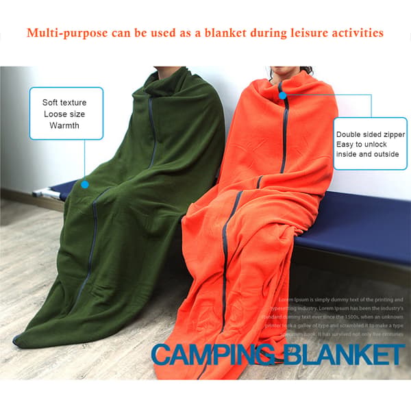 Multifunktionell Fleece Sovsäcksfoder Fritidsfilt Camping Sovmatta