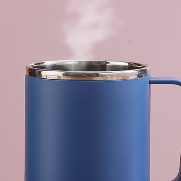 Kaffemugg 460ml 304 Rostfritt Stål Foder Läckagesäker Elegant Bärbar Mugg för Utomhusaktiviteter Blå